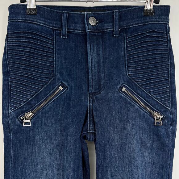 Express (2) 27x29 Short Stretch Legging High Rise Skinny Jeans Blue Dark Wash - Picture 3 of 8